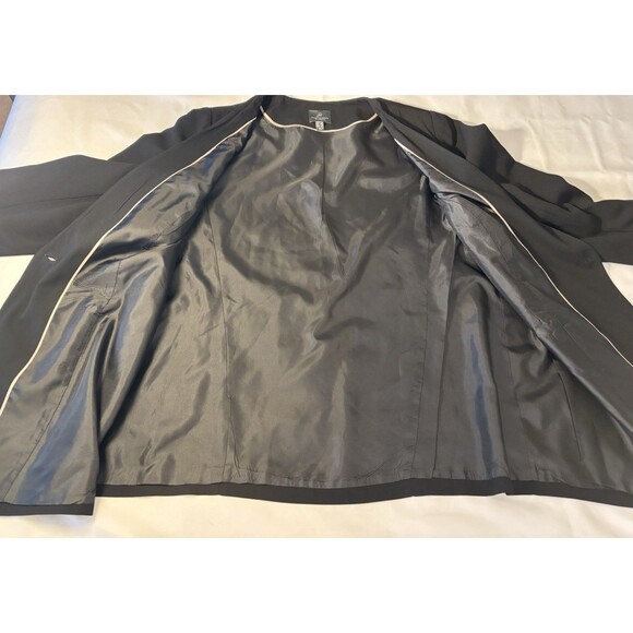 ADRIANNA PAPELL Black Single Button Ruched Sleeve Blazer 18W Zip Pocket Classic - Picture 9 of 12